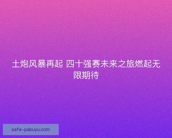 土炮风暴再起 四十强赛未来之旅燃起无限期待 土炮风暴再起 四十强赛未来之旅燃起无限期待